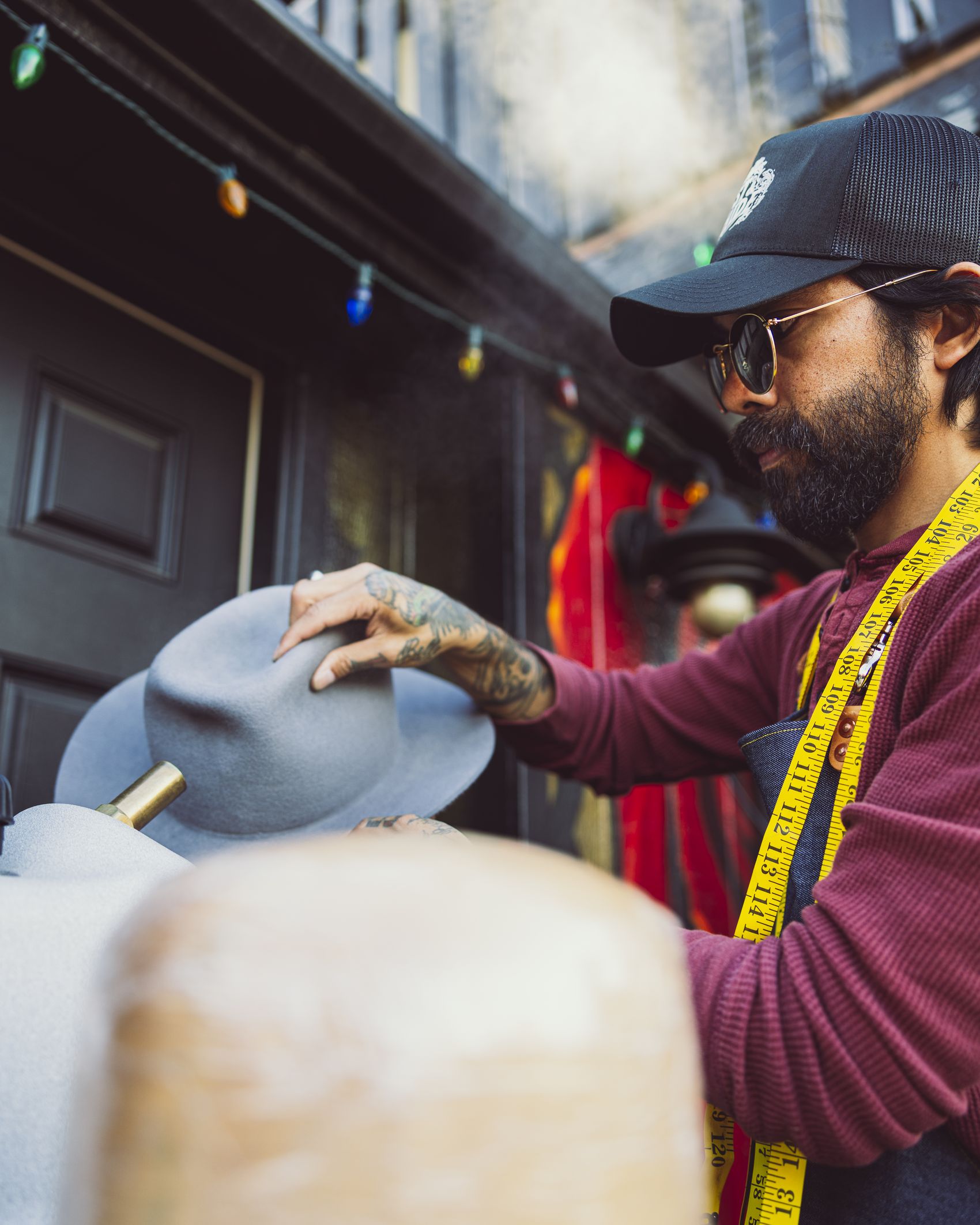 Shaping a felt crown by hand